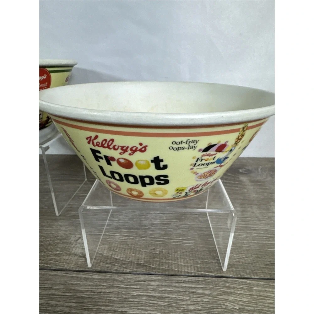 Kelloggs Cereal Bowls ~ 2011 ~ 2 Different Vintage Labels ~ Hard Plastic
